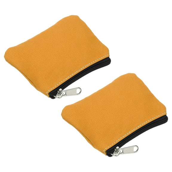 3.5" x 4.7" Coin Purse Pouch, 2 Pack Change Purses Small Organizer Bags with Zipper Canvas for Home, Yellow