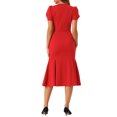 thumbnail image 3 of INSPIRE CHIC V-Neck Dress for Women's Puff Sleeve Elegant Mermaid Midi Dress S Red, 3 of 6
