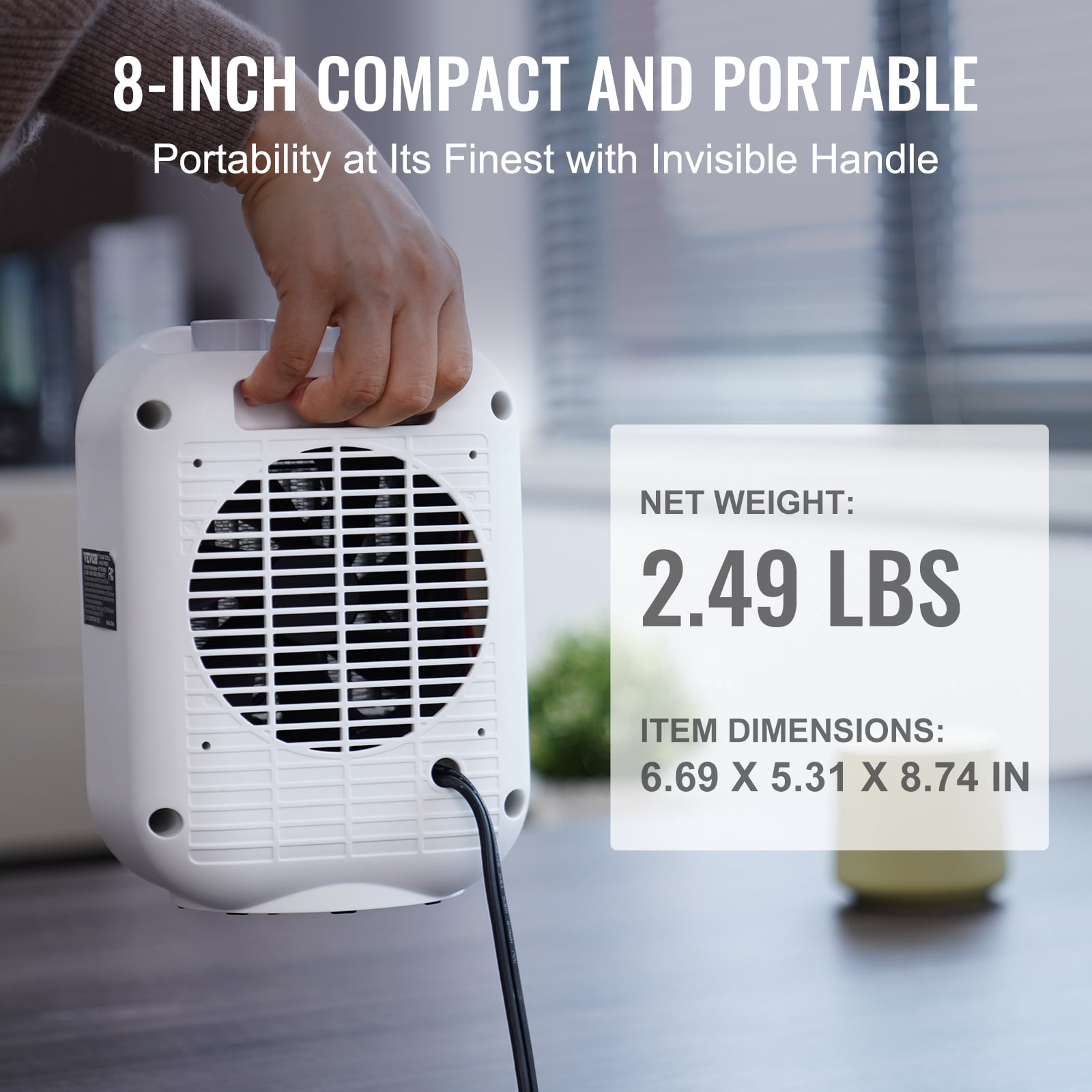 SKYSHALO 1500W Electric Fan Forced Portable Space Heater 9 in with Thermostat
