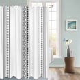 thumbnail image 3 of Fabric Shower Curtain, Boho Black Polka Dot Geometric Striped Farmhouse Style Bathroom Curtain with 12 Hooks Waterproof No Bad Odor Machine Washable Bath Curtains for Bathroom, Spa Room, 72"x78", 3 of 6