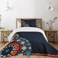 thumbnail image 3 of Ambesonne Dark Blue Quilted Bedspread Set 2 Pcs, Geometric Mandalas, Twin Size, Multicolor, 3 of 6
