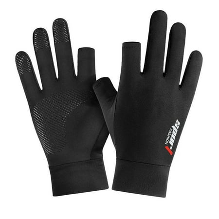 Divhosrg Winter Cycling Gloves 2-Fingerless Fishing Hunting Sport Running Bike Gloves Waterproof Anti-Slip Mountain Biking Gloves Driving Golf Gloves for Men Women A One Size