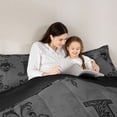 thumbnail image 4 of Castle Fairy Gothic Skull Letter J Queen Comforter Set 3pcs for Adults,Spooky Flowers Bedding Comforter Set,Black Reversible, 4 of 6