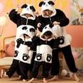 thumbnail image 3 of Conjunto de Pijamas para padres e hijos, ropa de dormir Unisex con capucha, de invierno, grueso, mono de dinosaurio de dibujos animados, 3 of 4
