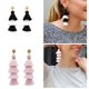 thumbnail image 3 of Cuerda de cobre moda mujer damas borla flecos Stud cuelga pendientes accesorios Rosado Hugo Pendientes de borla, 3 of 9