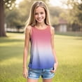 thumbnail image 2 of Splozh Tween Tank Tops 5-14 Years Girls Tops Breathable Gradient Color Sleeveless Tank Top,Blue,13-14 Years, 2 of 6