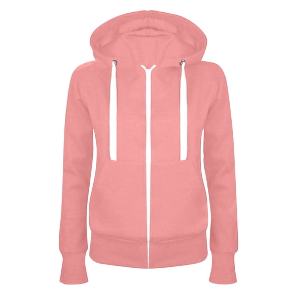Baqcunre Womens Winter Coats Women Long Sleeve Patchwork Solid Color Hooded Zipper Casual Sport Coat Fleece Jacket Fall Outfits Pink L
