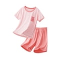 thumbnail image 4 of Amidoa Girls Summer Outfit Sets 2 Piece Graphic T-Shirt Short Sleeve and Shorts Set Kids Clothing Sets Pink Size 5T, 4 of 5