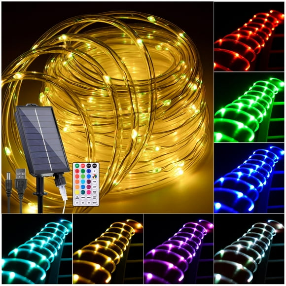 Luzes de corda solar Hozplex 15m 150 LED 18 cores à prova d'água