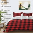 thumbnail image 3 of Red Black Buffalo Plaid Bedding Duvet Cover Set Queen Size 4 Pieces Square Geometric Bedding Set with Zipper Closure, 1 Comforter Cover 90x92 Inches 1 Flat Sheet & 2 Pillow Cases, 3 of 7