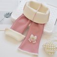 thumbnail image 2 of Toddler Girls Thicken Leggings Bow Knitted Footless Tights Warm Stretchy Winter Leggings Size 4-5T ,Pink, 2 of 4