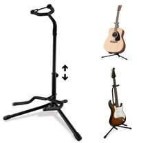 cyrico Guitar Stand, Folding Universal Guitar Stands Floor with Secure Lock Neck Holder, Adjustable Tripod Guitar Stand for Acoustic Bass Electric Guitars, Black