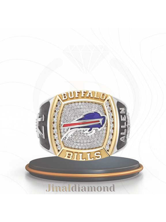 Jinaldaimound #BuffaloBills 1/2 CTTW Diamond Two-Tone Yellow Gold and Sterling Silver Chamionship Ring(10)