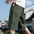 thumbnail image 5 of Men's Cotton Casual Loose Straight Leg Shorts, Trousers, Joggers, Elastic Waist, Breathable, Lightweight, Drawstring, Summer Essentials, Daily Wear | JASKFLY,Army Green L, 5 of 7