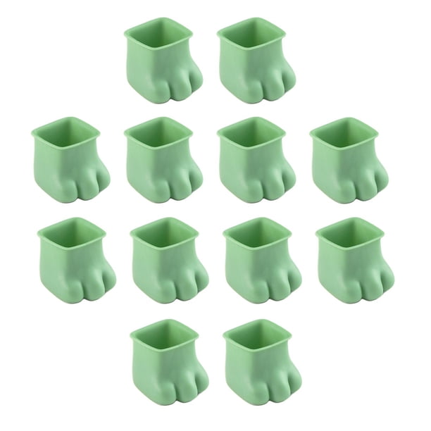 12 fundas de silicona para patas de mesa, funda protectora para patas de taburete y taza de muebles Cuadrado Verde M