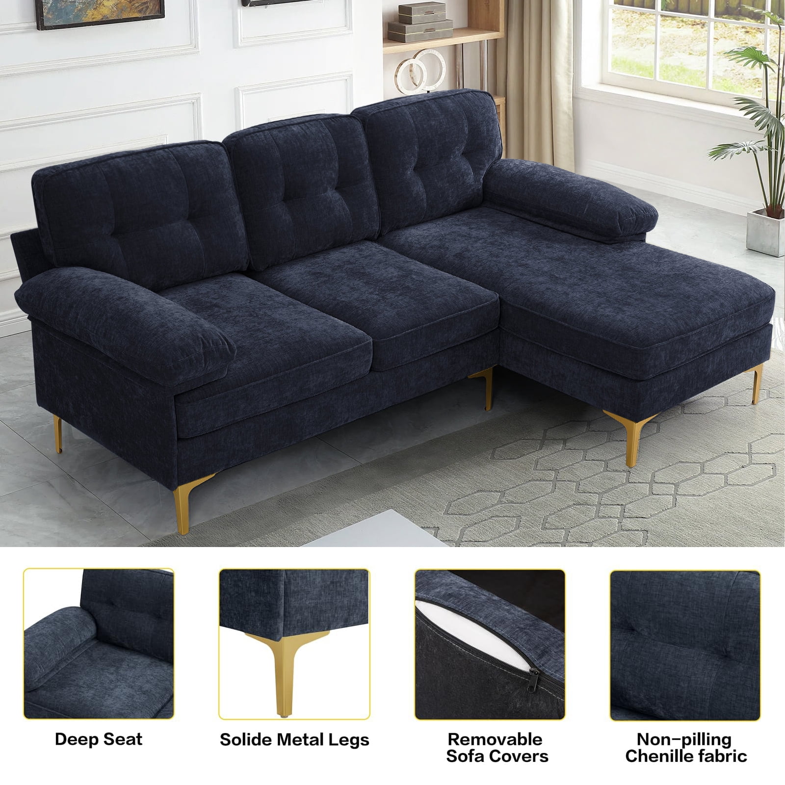INGALIK Convertible Sectional Sofa Couch, L-Shaped Couch