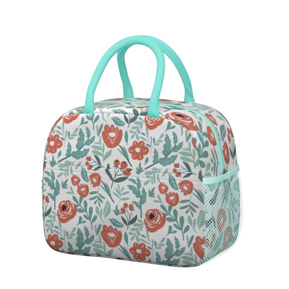 Womens Pioneer Flower Floral Print Pattern Lunch Box for Work,Insulated Lunch Bag for Women,Loncheras Para Mujer,Leakproof Adult Lunch Bag for Work,Beach,Travel,Picnic,Camping
