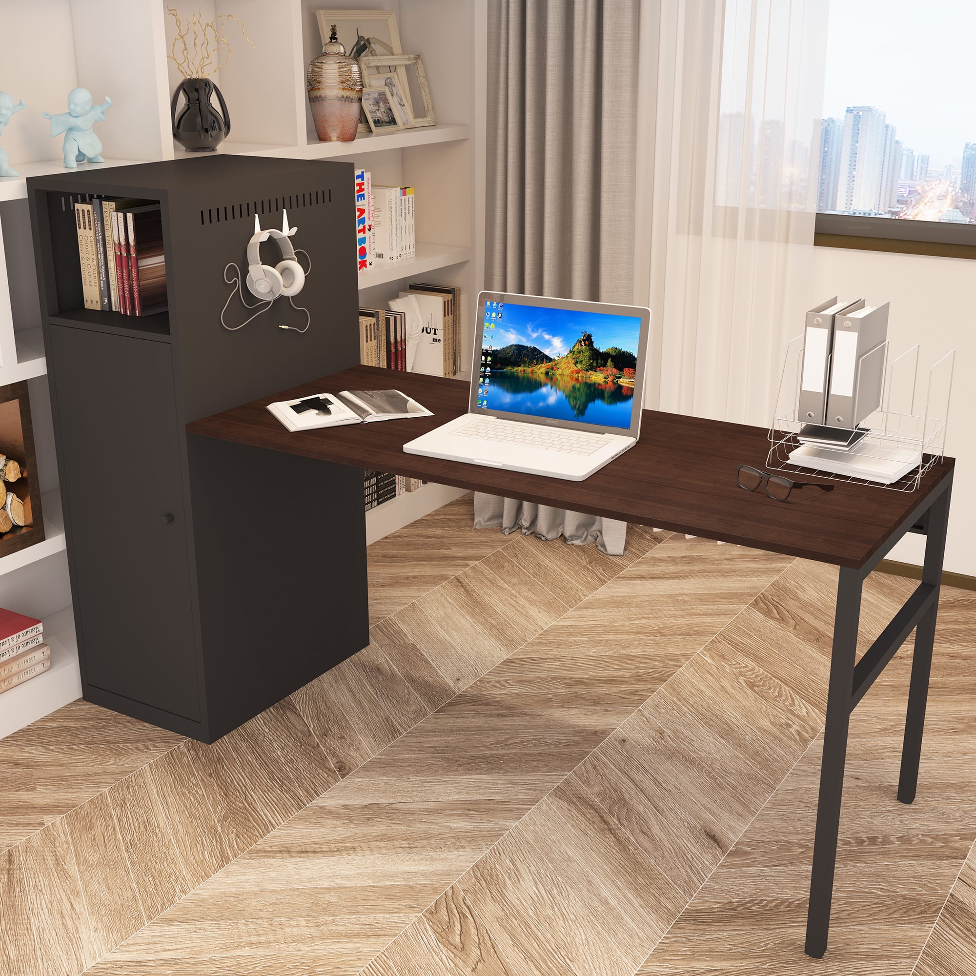 On Sale Home Office Desks with Storage Cabinet, Wood Computer Desk Table with Metal Locker for Bedroom/Living Room On Sale Home Office Desks with Storage Cabinet, Wood Computer Desk Table with Metal Locker for Bedroom/Living Room