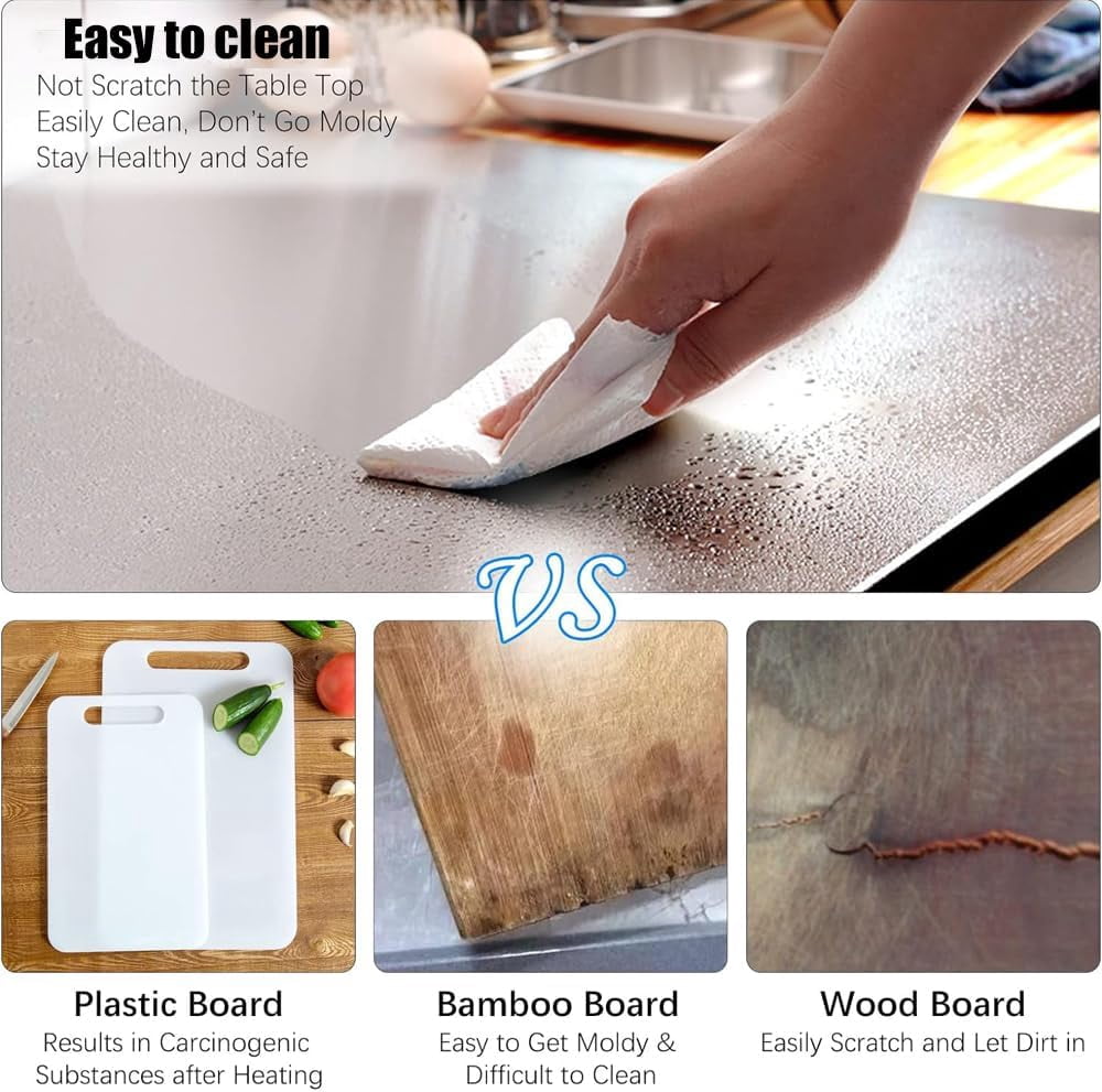 Stainless Steel Cutting Board for Kitchen Counter 304 Stainless Steel Cutting Plate Lipped Stainless Steel Cutting Board for Cutting Vegetables, Fruits, Meat,Bread