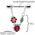 thumbnail image 3 of Body Candy 14G 9/16 Nipple Ring Set - 316L Stainless Steel 2Pc Nipplerings Piercing Ladybug Hippie Flower Chain Dangle Nipple Barbells, 3 of 4