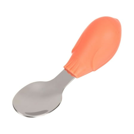 

Cute Learn Eating Baby Gadgets Feeding Fork Training Spoon Infant Cookware Short Spoon Fork Baby Cookware ORANGE SPOON