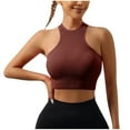 thumbnail image 1 of VSSSJ Women's Crop Tank Tops Ribbed Solid Color Basic Sleeveless Vest Casual Halter Neck Slim Fit Y2K Cropped Tops Coffee S, 1 of 3