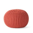 thumbnail image 2 of Noble House Round Plush Cotton Pouf, Orange, 2 of 7