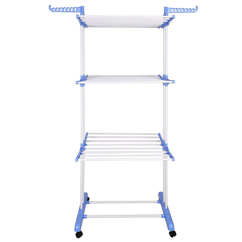 Outdoor 2 Pack Windproof Foldable Cloth Dryer with Fixing Band Collapsible Hanging Laundry Rack for Sweater Indoor Potable 3-Tier Folding Clothes Drying Rack SUNTRY