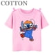 thumbnail image 3 of 2024 Disney Anime Stitch Moda Verano Niños Múltiples Dibujos Animados Algodón Camisetas Cuello Redondo Casual Manga Corta Estampado Patrón, 3 of 5