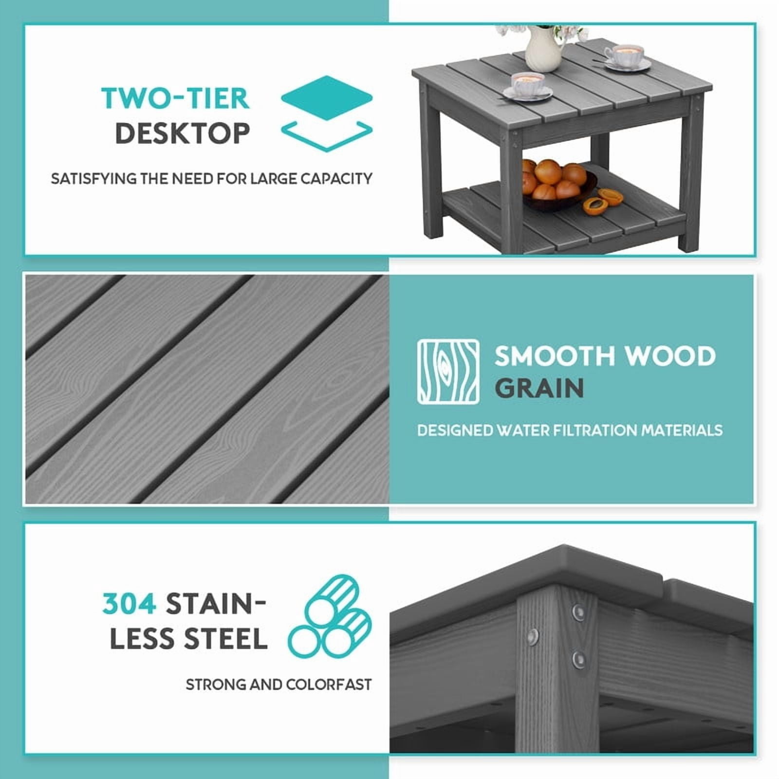 FUNDAZE Oversize 5 Pieces Patio Furniture Sets, Waterproof HDPE Frame Outdoor Conversation Sets Perfect for Patio, Poolside & Backyard, Grey Frame with Khaki Cushion