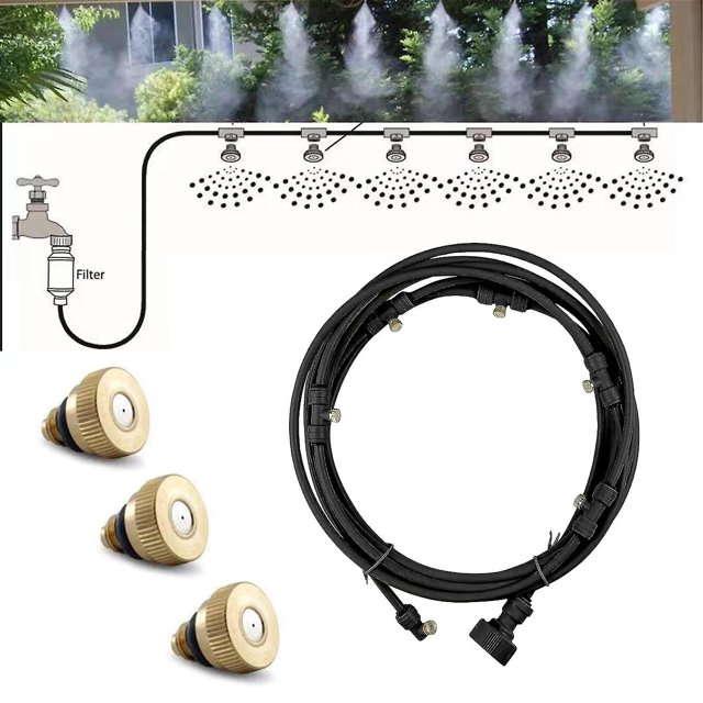 Sistema de nebulización para exteriores Kit de sistema de enfriamiento de nebulización de agua para invernadero de jardín - 12 m Kuyhfg Sin marca