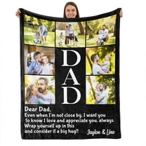 Birthday Christmas Wedding Gifts for Dad, Personalized Custom Blanket with Photo to Dad Men from Daughter Son, Custom Dad Gifts, Dad Blanket (DAD 9)