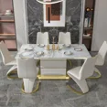 thumbnail image 4 of Juego de mesa de comedor cuadrada de mármol, 4 sillas y 6 sillas, oro moderno de lujo con muebles de comedor de restaurante de 6 plazas, 4 of 4