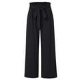 thumbnail image 3 of Pntutb Womens Plus Size Clearance Women Solid Color Linen Sashes Straight Casual Long Pants Trousers Black S, 3 of 6