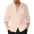 thumbnail image 1 of Camisas de Manga Larga con Botón de Solapa para Hombre de Ajuste Suelto Top de Moda de Bolsillo de Cardigan para el Verano, 1 of 9