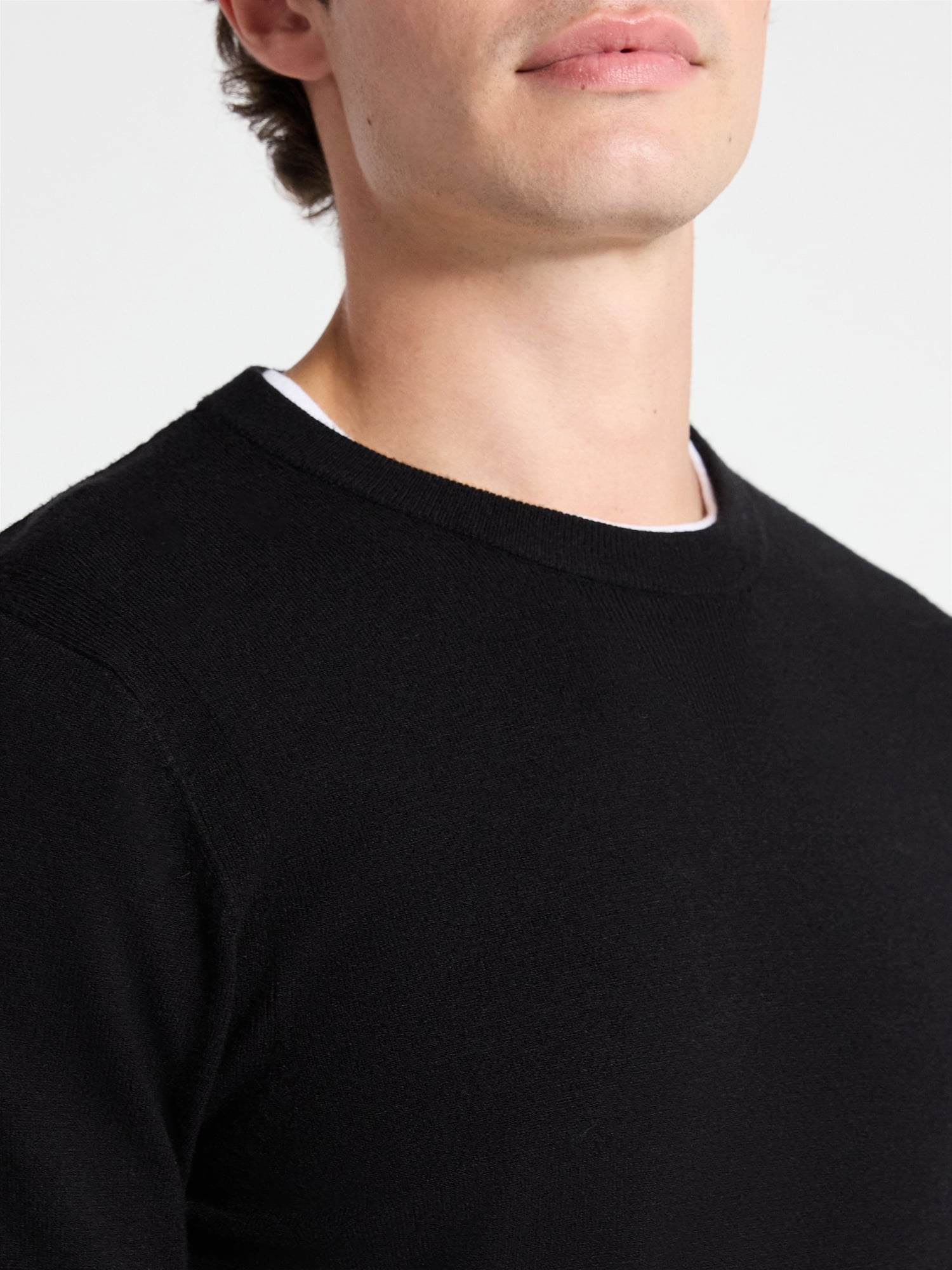 Free Assembly Men's Cozy Yarn Everyday Crewneck Sweater with Long Sleeves, Size XS-3XL