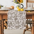 thumbnail image 4 of Farmhouse Brown Cotton Linen Table Runner for Dining Kitchen, Vintage Flower Leaf Botanical Plant Wedding Outdoor Party Tablerunners Decoration, Dresser Scarf Coffee Tablecloth Runners 13x72 Inches, 4 of 9