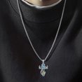 thumbnail image 3 of Cross Necklace for Men - 925 Sterling Silver Cross Deer Antler Fish Hook Pendant - Hunting Jewelry Gifts 22+2, 3 of 4