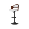thumbnail image 3 of ClinQ Swivel Adjustable Bar Stools Set of 2, PU Leather Upholstered Bar Chairs with Bentwood Backrest and Hydraulic Lift for Kitchen Island, White, 3 of 9