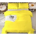 thumbnail image 6 of DNG Creations 3 Piece Vintage Ruffle Pattern Comforter Set Premium Ultra Soft 550 GSM All Season ( King/Cal King Size ) 100% Egyptian Cotton Solid Yellow Colour, 6 of 8