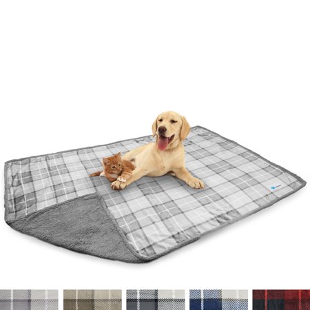 UPC: 0619775267046 | PetAmi WATERPROOF Dog Blanket For Bed  XL Dog Pet Blanket Couch Cover Protection  Sherpa Fleece Leakproof Bed Blanket for Crate Kennel Sofa Furniture Protector  Reversible Soft 80×60 Plaid Light Gray