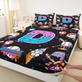 thumbnail image 3 of jejeloiu Baseball Personalized Gifts Bed Sheets,Ice Cream Letter D King Sheets For Ball Gamer 4pcs, 3 of 7