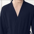 thumbnail image 6 of SHTXOZHI Mens Tie Waist Bathrobe 3/4 Sleeve Lightweight Soft Spa Robe Sleepwear V-Neck Long Loungewear with Pockets, 6 of 6