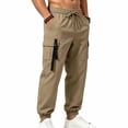 thumbnail image 5 of Men's Techwear Cargo Joggers Baggy 2026 Fall Fashion Streetwear Pants Elastic Waist Drawstring Tapered with Flap Pockets Casual Wear, Khaki, XL, 5 of 9