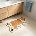 thumbnail image 4 of Dogs Shape Bath Plush Mat Rug, Polyester Non-Slip Quick Dry Absorbent Thin Bathroom Rugs Fit Under Door Bathroom Floor Mats-Shower Rug for in Front of Bathtub, Sink, Shower Room, 4 of 5
