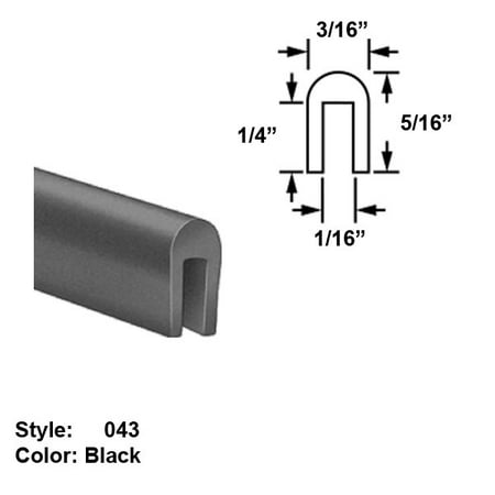 

Silicone Foam High-Temperature U-Channel Push-On Trim Style 043 - Ht. 5/16 x Wd. 3/16 - Black - 10 ft long