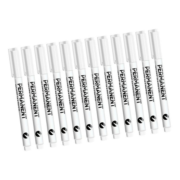 1/12Pieces White Permanent Marker 0.2mm Tip Quick Dry Water Resistant For Fabric
