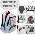 thumbnail image 6 of Yspwyqan Strawberry Axolotl School Backpack for Kids Teens, 17 Inch 600D Polyester Lightweight Bookbag Fits 15.6 Laptop, Multi-Pocket Pink Blue Gradient Bags for Elementary Middle School, 6 of 7
