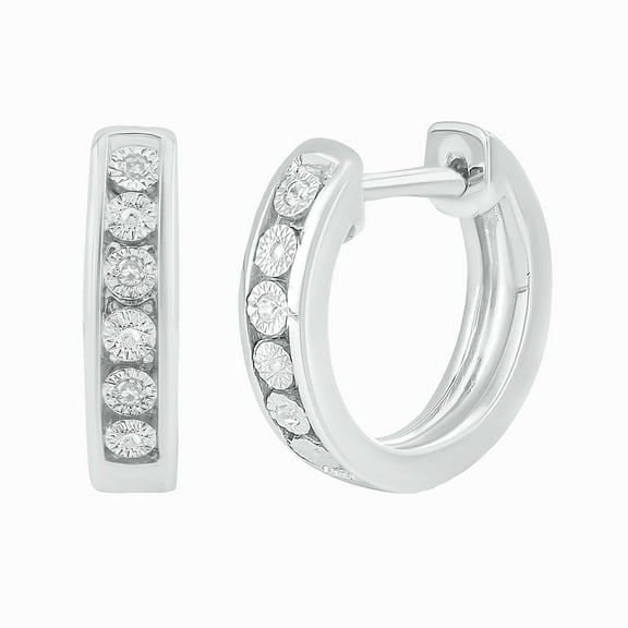 Cali Trove, 1/20 Ct 925 Sterling Silver Natural White Diamond Huggie Hoop Earrings for Women