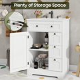thumbnail image 3 of Vabches 24" W Bathroom Vanity with Sink, Farmhouse Bathroom Storage Cabinet with 4 Drawers and Barn Door, Flip Drawers, White, 3 of 9